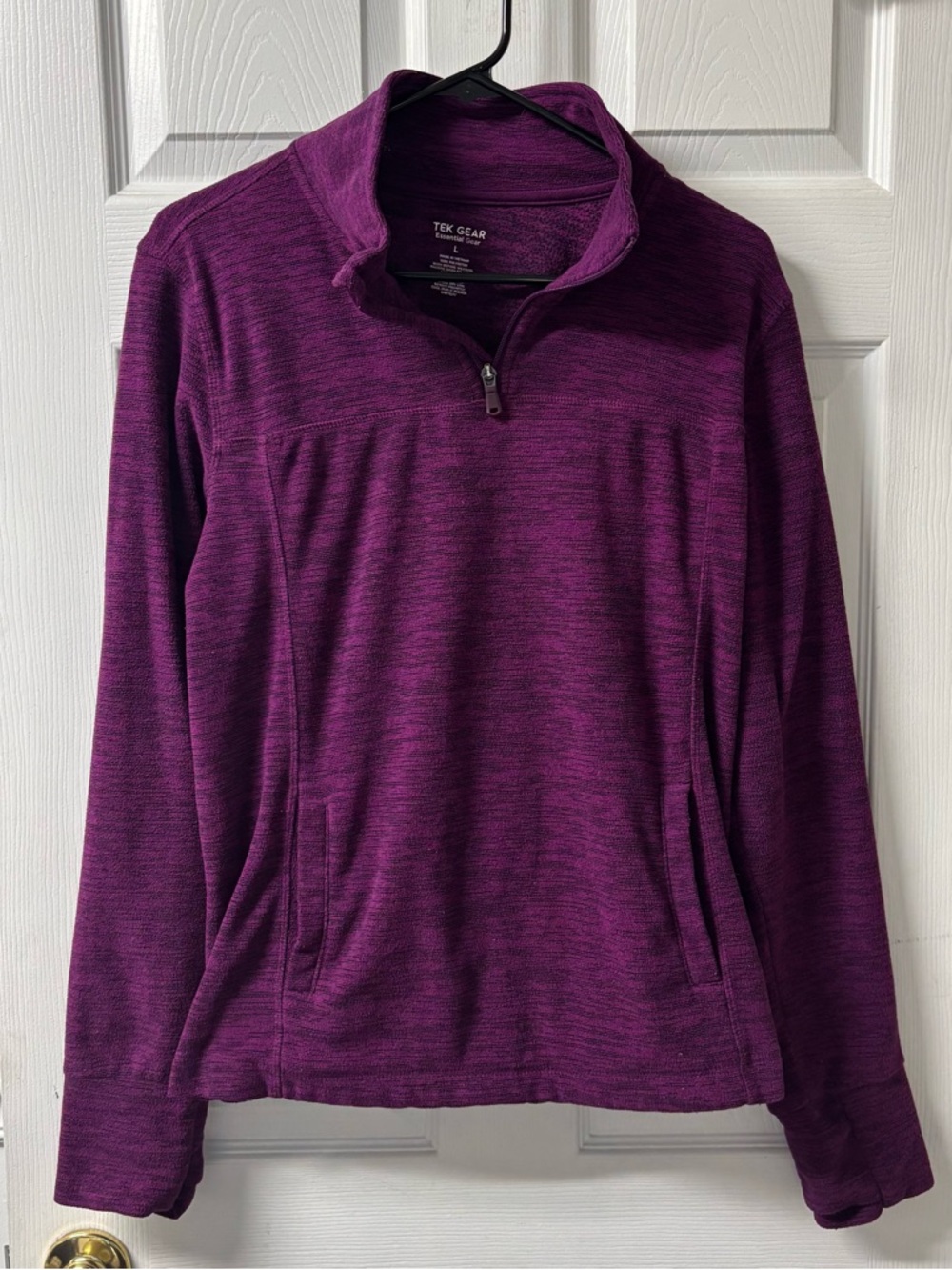 Tek Gear Bundle of 2 Purple and Olive Quarter-Zip Hoodies Women’s Size Large - Picture 5 of 7